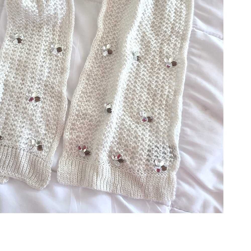 MIXiT Oblong‎ Scarf Sheer Knit Rhinestone Sparkle Accent One Size